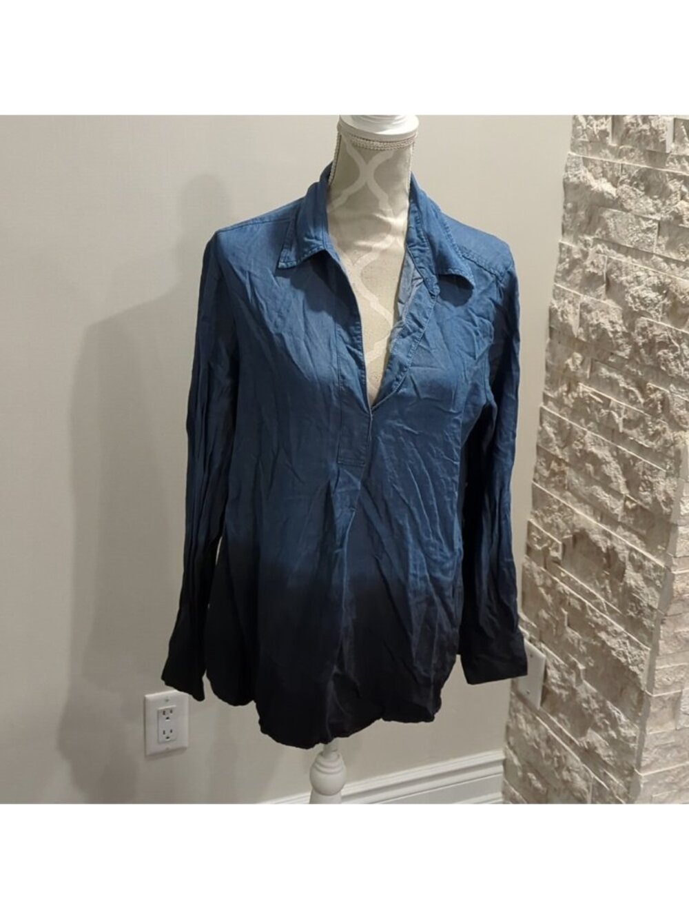 Fifteen Twenty ombre denim look shirt